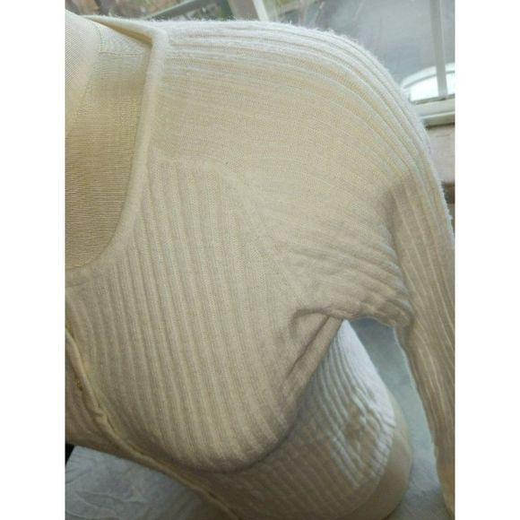 FBR Ramie cotton mix vintage 90s white ribbed cardigan sweater large - Picture 5 of 5